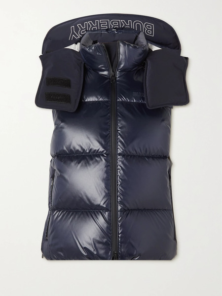  Burberry   Hooded Quilted Shell Down Vest   Navy 