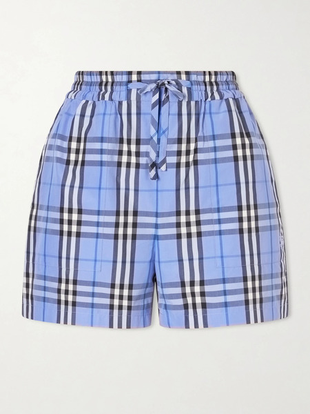  Burberry   Plaid Drawstring Cotton Shorts   Blue 