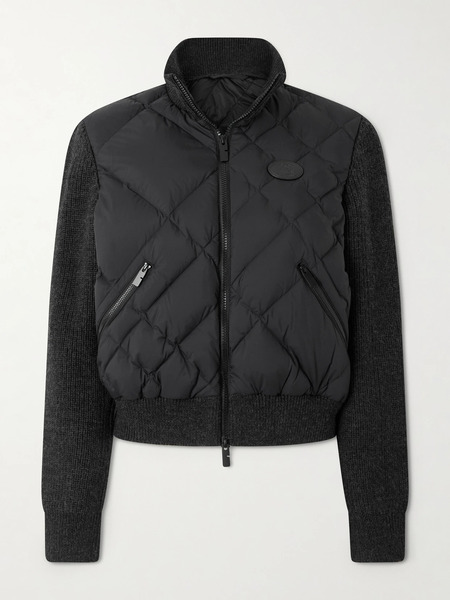  Burberry   Ribbed Wool Blend Paneled Padded Shell Down Jacket   Black 
