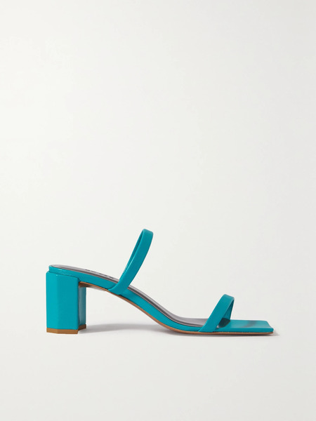  By Far   Tanya Glossed Leather Mules   Azure 