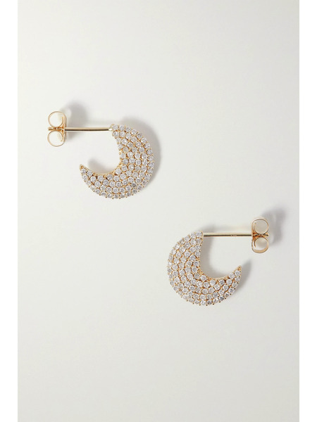  By Pariah   Disc Huggie Medium 9 Karat Recycled Gold Laboratory Grown Diamond Hoop Earrings   One Size 