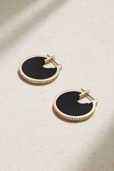  By Pariah   + Net Sustain Lenticular 14 Karat Recycled Gold, Onyx And Laboratory Grown Diamond Earrings   Black 