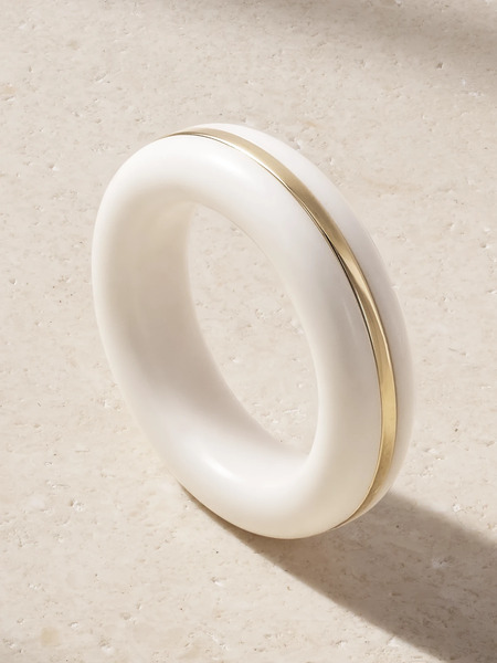  By Pariah   The Essential Stacking 14 Karat Recycled Gold Agate Ring   White 