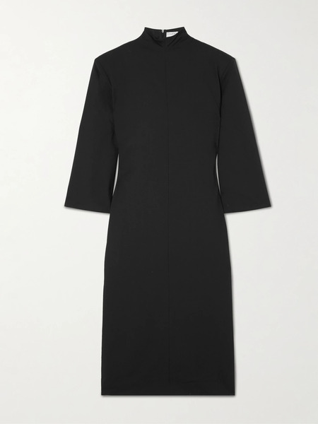  Calvin Klein Collection   Addison Wool And Silk Blend Turtleneck Midi Dress   Black 