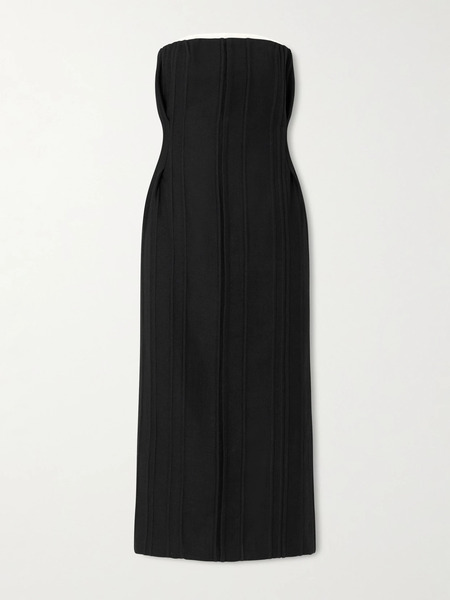  Calvin Klein Collection   Naomi Strapless Wool Midi Dress   Black 
