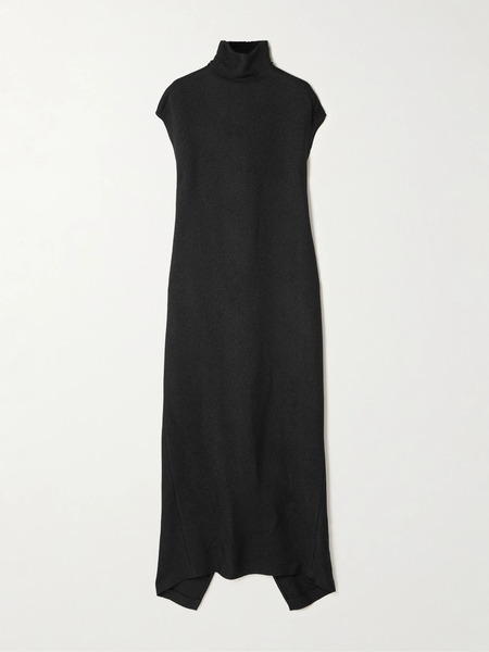  Calvin Klein Collection   Willow Textured Crepe Turtleneck Midi Dress   Black 