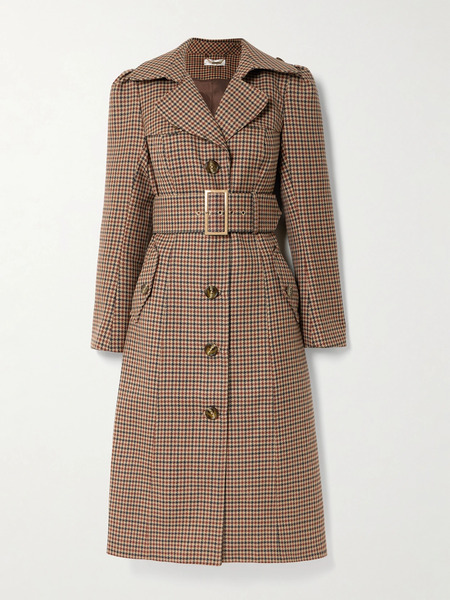  Cara Cara   Charlie Houndstooth Wool Trench Coat   Brown 