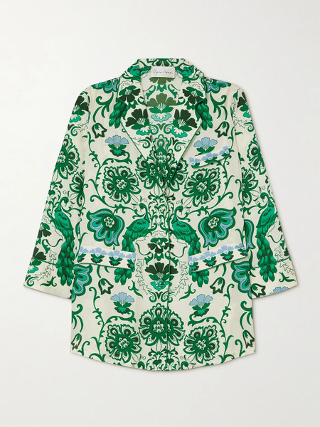  Cara Cara   Venezia Printed Silk Twill Jacket   Green 