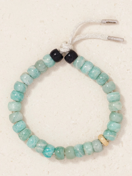  Carolina Bucci   Forte Beads New York 18 Karat Yellow And White Gold, Amazonite And Goldstone Bracelet   One Size 