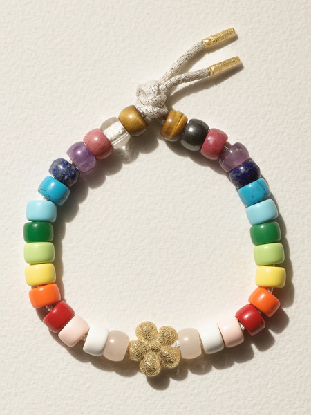  Carolina Bucci   Forte Beads Rainbow Flower 18 Karat Gold, Lurex And Multi Stone Bracelet Kit   One Size 