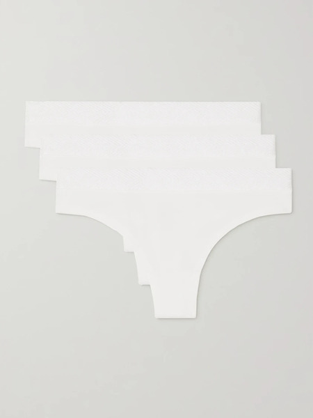  Cdlp   + Net Sustain Set Of Three Tencel Lyocell Blend Thongs   White 