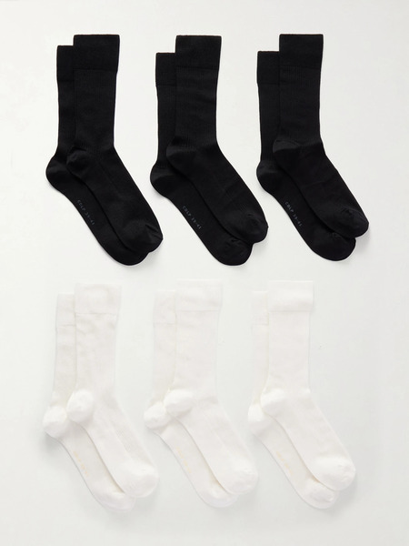  Cdlp   Set Of Six Ribbed Cotton Blend Socks   Multi 