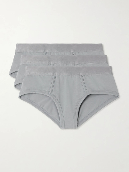  Cdlp   Set Of Three Stretch Tencel Lyocell Briefs   Light Gray 