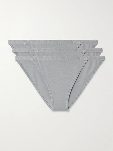  Cdlp   Set Of Three Stretch Tencel™ Lyocell Briefs   Light Gray 