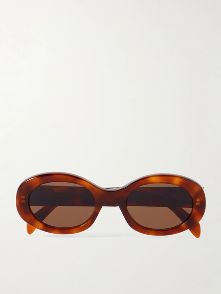 Celine Eyewear   Triomphe Oval Frame Tortoiseshell Acetate Sunglasses   One Size 