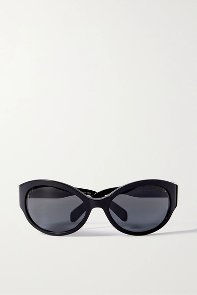  Celine Eyewear   Triomphe Oversized Round Frame Acetate Sunglasses   Black 
