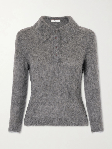  Chloé   Alpaca Blend Polo Sweater   Gray 