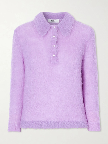  Chloé   Alpaca Blend Polo Sweater   Lavender 