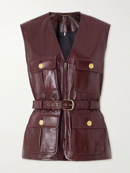  Chloé   Belted Leather Vest   Burgundy 