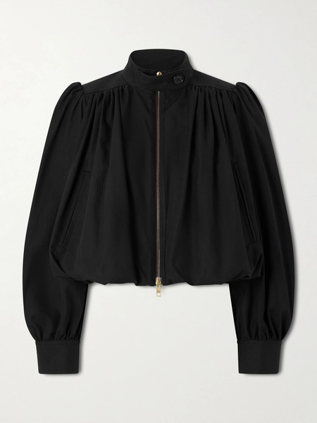  Chloé   Cropped Gathered Cotton Canvas Jacket   Black 