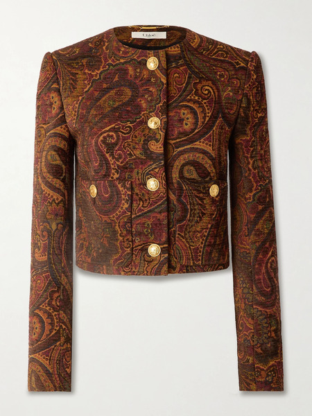  Chloé   Cropped Jacquard Jacket   Brown 