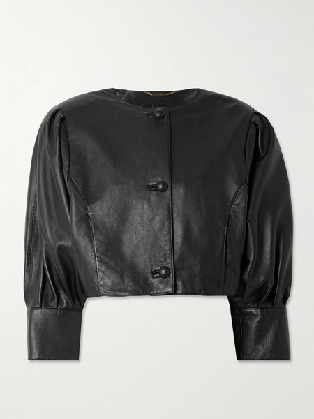  Chloé   Cropped Leather Jacket   Black 