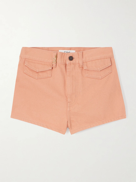  Chloé   Embellished Denim Shorts   Peach 