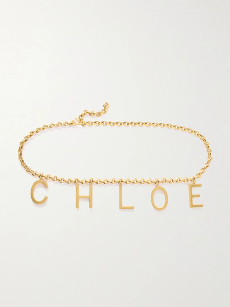  Chloé   Embellished Gold Tone Chain Belt   One Size 