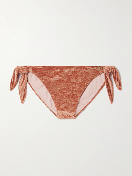  Chloé   Embellished Velvet Bikini Briefs   Orange 