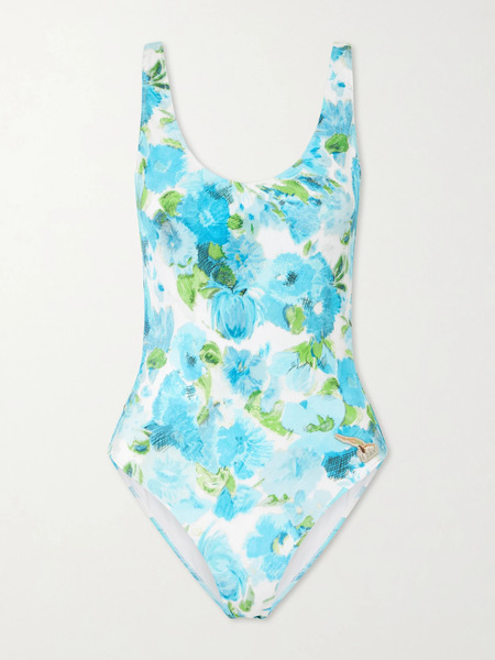  Chloé   Floral Print Swimsuit   Blue 