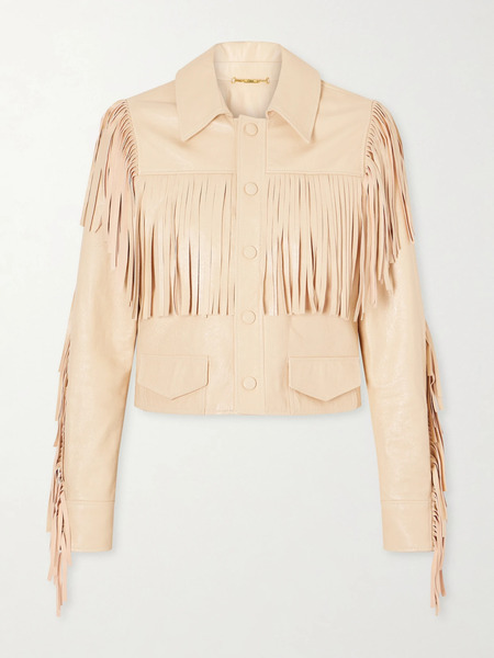 Chloé   Fringed Leather Jacket   Blush 