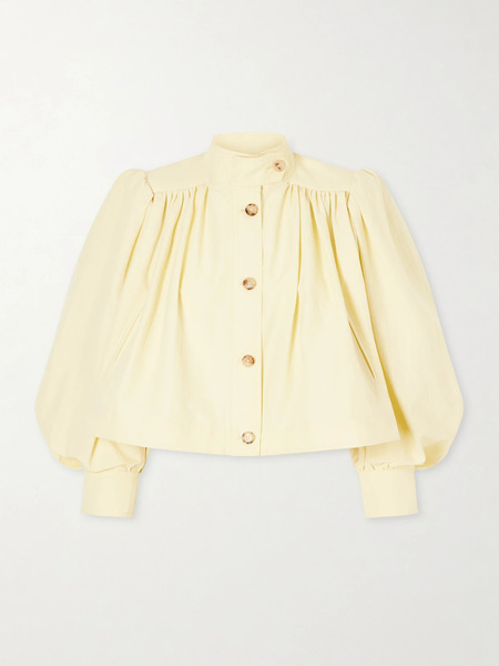  Chloé   Gathered Cotton And Linen Blend Jacket   Yellow 