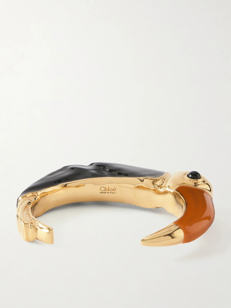  Chloé   Gold Tone, Enamel And Resin Cuff   One Size 