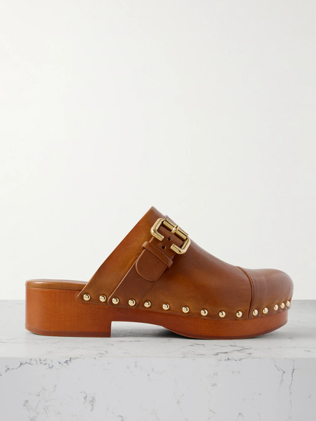  Chloé   Jeannette Embellished Leather Clogs   Tan 