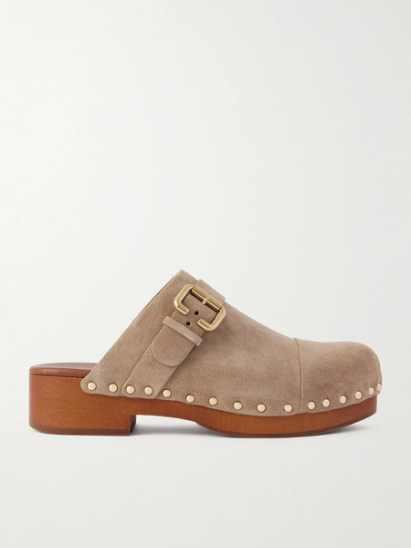  Chloé   Jeannette Embellished Suede Clogs   Sand 