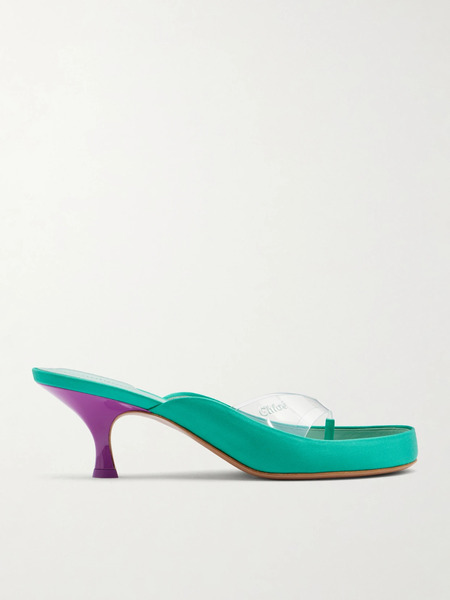  Chloé   Junie Pvc Trimmed Satin Sandals   Turquoise 