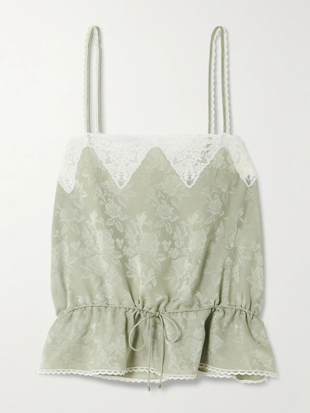  Chloé   Lace Trimmed Silk Jacquard Camisole   Light Green 