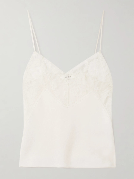  Chloé   Lace Trimmed Silk Satin Camisole   Ivory 