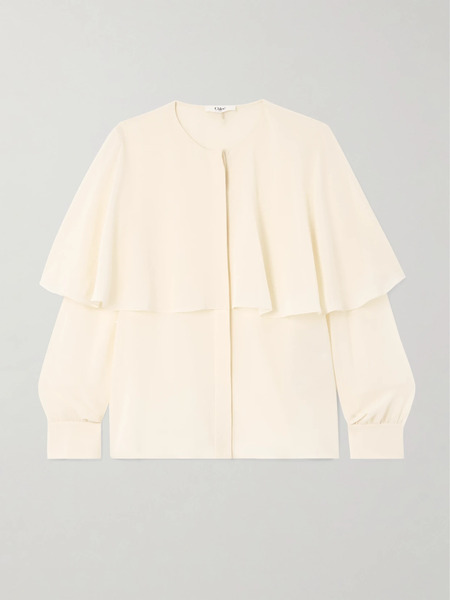  Chloé   Layered Silk Georgette Shirt   White 