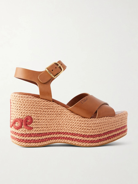  Chloé   Leather Platform Espadrilles   Brown 