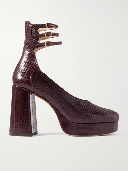  Chloé   Loti Snake Effect Leather Platform Pumps   Dark Purple 