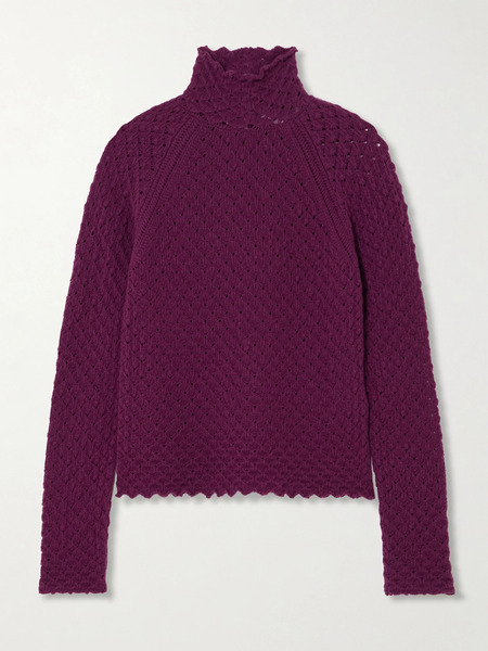  Chloé   Open Knit Wool And Cashmere Blend Turtleneck Sweater   Purple 