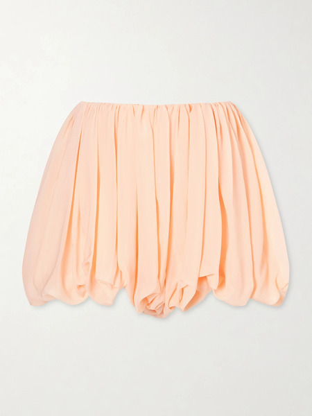 Chloé   Pleated Silk Charmeuse Shorts   Peach 