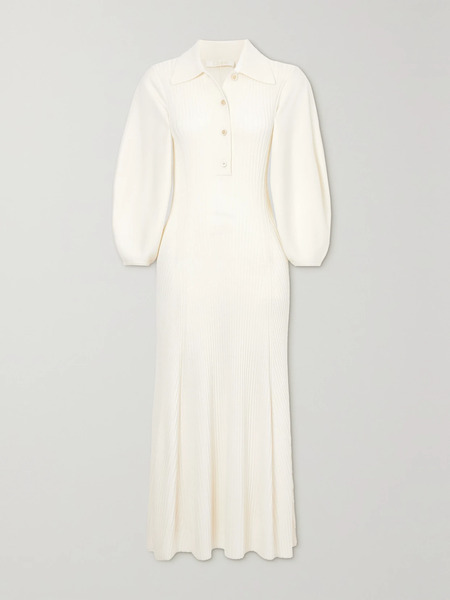  Chloé   Ribbed Wool Midi Dress   White 