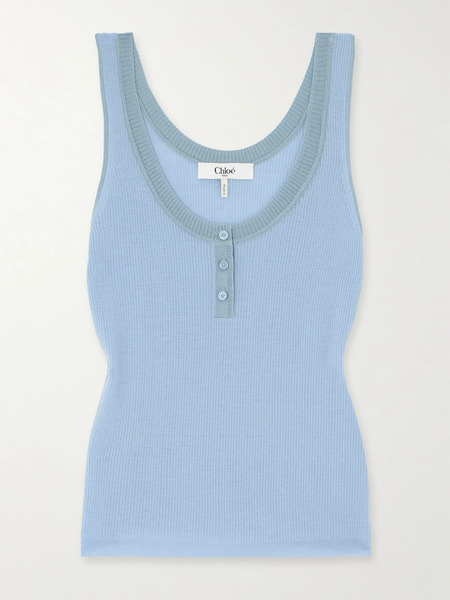  Chloé   Ribbed Wool Tank   Light Blue 