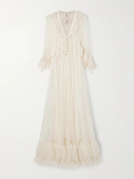  Chloé   Ruffled Lace Gown   Ivory 