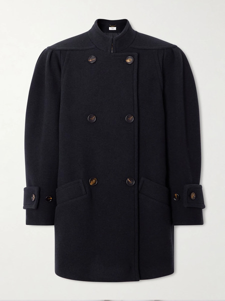 Chloé   Wool Blend Double Breasted Coat   Navy 