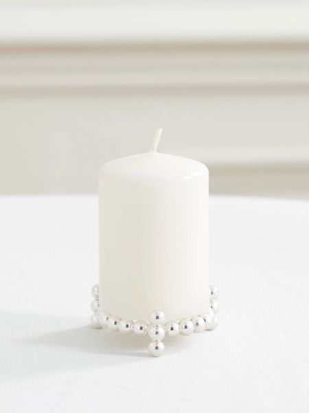  Christofle   Perles Silver Plated Candle Holder   One Size 