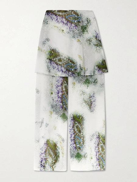 Christopher Esber   Absence Layered Printed Silk Chiffon Wide Leg Pants   Ivory 