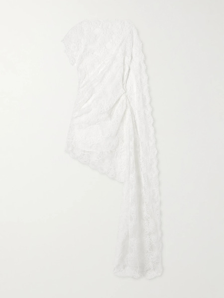  Christopher Esber   Floating Backless Draped Lace Mini Dress   White 